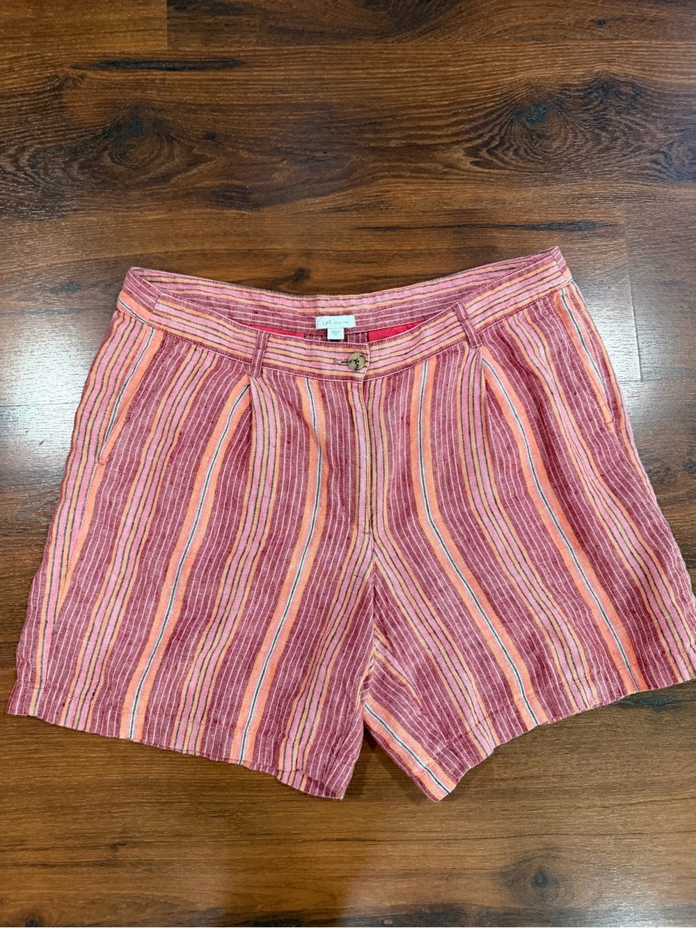 J Jill Love Linen Womens Shorts
14 Striped Pleat Front Coastal
Beachy Boho